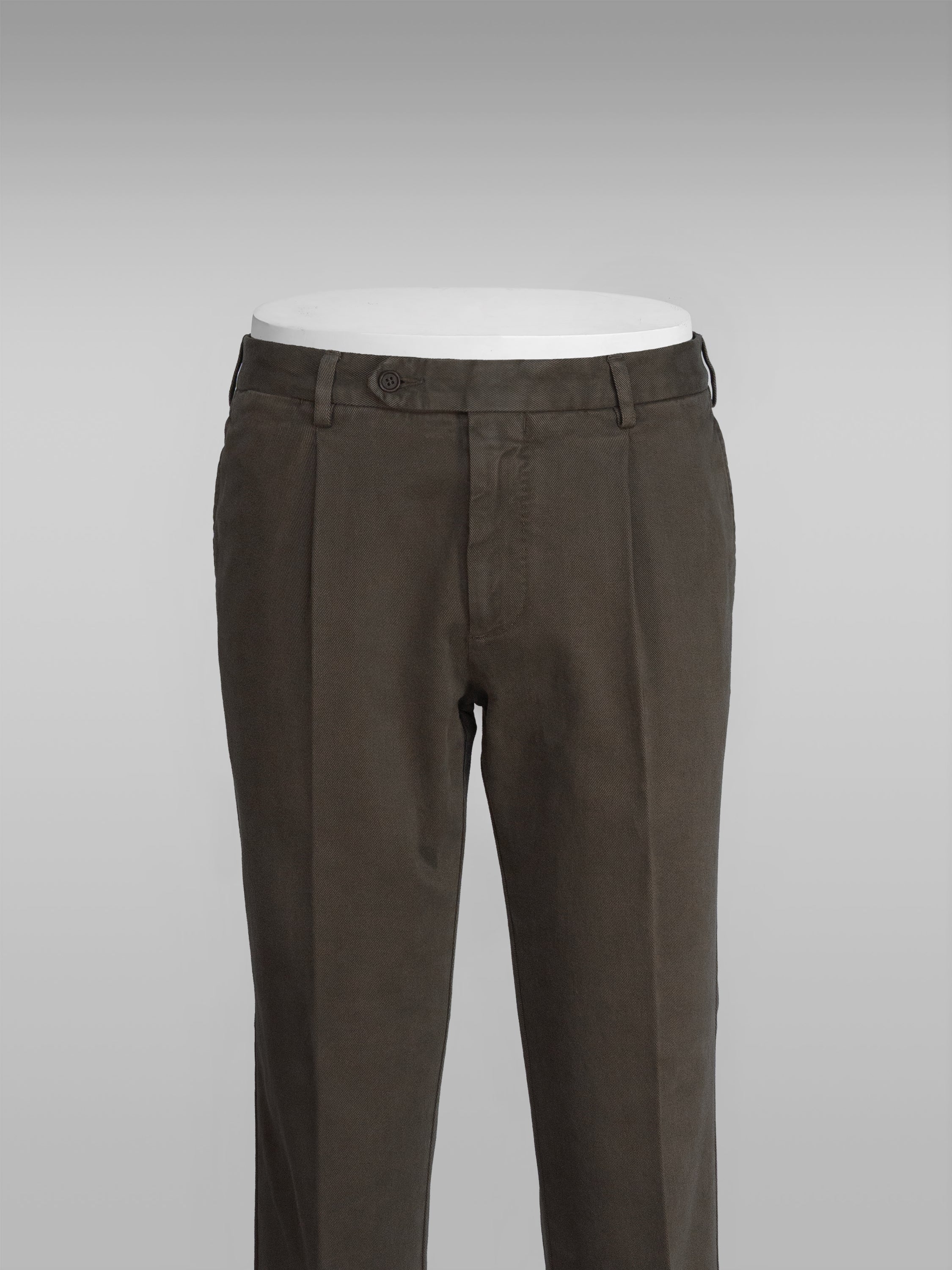 Pantaloni sportivi in cotone elastan marrone 1 piega